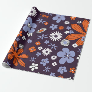 Retro New Design Floral Indie Blume Zeichnend Aest Geschenkpapier