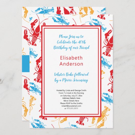Retro New England Lobster Bake Party Einladung (Vorne/Hinten)
