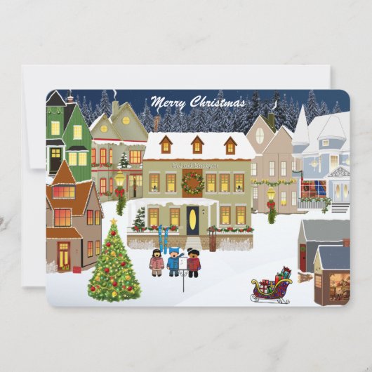 Retro New England Village Fotovorlage Weihnachten (Vorderseite)