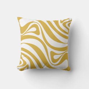 Retro New Groove Trippy Abstract Senf und Weiß Kissen