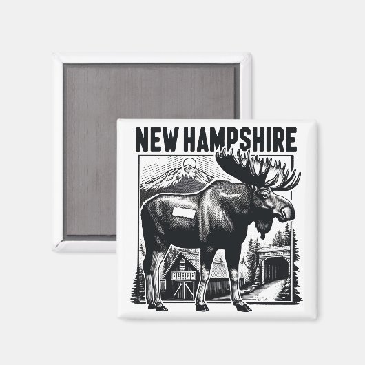 Retro New Hampshire Magnet (Vorderseite/Rückseite)