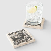 Retro New Hampshire Steinuntersetzer (Seitenansicht)