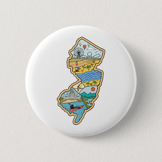 Retro New Jersey Cape May Atlantic City Souvenir Button (Vorderseite)