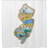 Retro New Jersey Cape May Atlantic City Souvenir Duschvorhang (Vorderseite)
