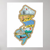 Retro New Jersey Cape May Atlantic City Souvenir Poster (Vorne)