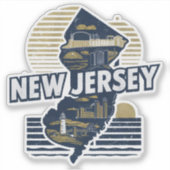 Retro New Jersey Staat Sticker (Vorderseite)