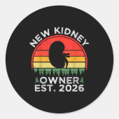 Retro New Kidney Owner Est. 2026 Kidney Transplant Runder Aufkleber (Vorderseite)