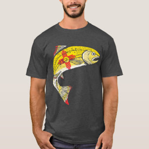 Retro New Mexico Flag Forelle Vintage Fly Fishing T-Shirt