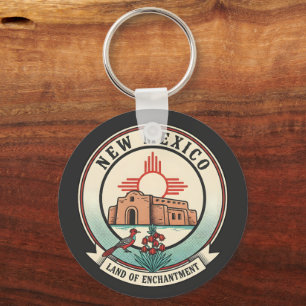 Retro New Mexico Land der Verzauberung Abzeichen Schlüsselanhänger