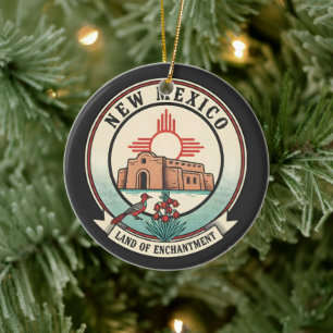 Retro New Mexico Land of Enchantment Abzeichen Keramik Ornament