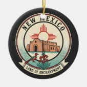Retro New Mexico Land of Enchantment Abzeichen Keramik Ornament (Vorne)