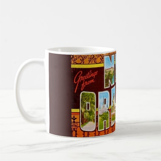 Retro New Orleans Gruß Kaffeetasse (Links)