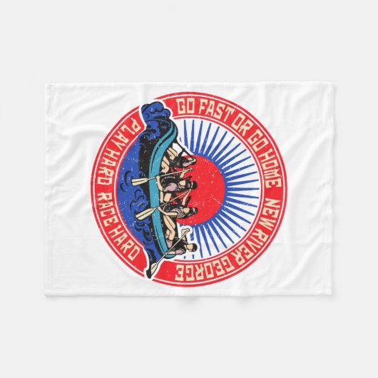 Retro New River George Rafting Fleecedecke (Vorderseite (Horizontal))