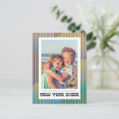 Retro New Year Chee Foto Postkarte (Stehend Vorderseite)