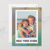Retro New Year Chee Foto Postkarte (Vorne/Hinten)