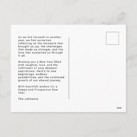 Retro New Year Chee Foto Postkarte (Rückseite)