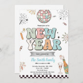 Retro new year party invitation einladung (Vorne/Hinten)