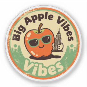 Retro New York_ Apfel mit Empire State Building Aufkleber