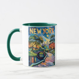 Retro New York Central Park Van Gogh Cityscape Art Tasse