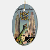 Retro New York City Greeting Keramik Ornament (Links)