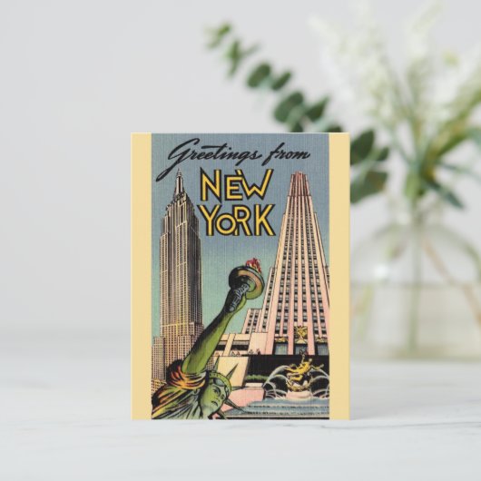 Retro New York City Greeting Postkarte (Stehend Vorderseite)