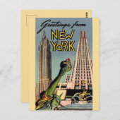 Retro New York City Greeting Postkarte (Vorne/Hinten)