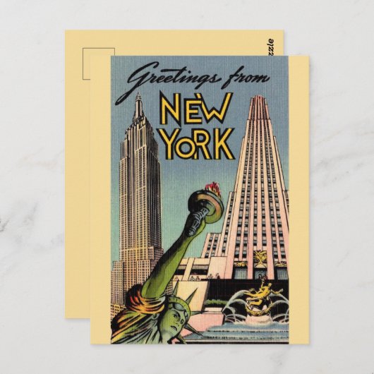 Retro New York City Greeting Postkarte (Vorne/Hinten)