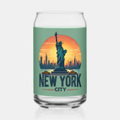 Retro New York City Skyline mit Freiheitsstatue Dosenglas (Rückseite)