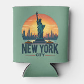 Retro New York City Skyline mit Freiheitsstatue Dosenkühler (Vorderseite)