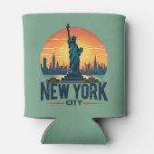 Retro New York City Skyline mit Freiheitsstatue Dosenkühler (Rückseite)