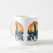 Retro New York City Skyline mit Freiheitsstatue Kaffeetasse (Vorderseite Links)