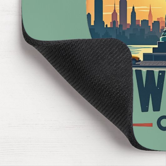 Retro New York City Skyline mit Freiheitsstatue Mousepad (Ecke)