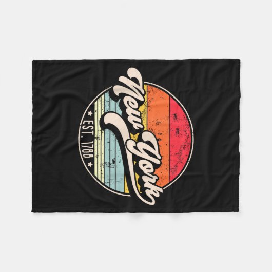Retro New York Home State Ny Cool 70s Style Sunset Fleecedecke (Vorderseite (Horizontal))
