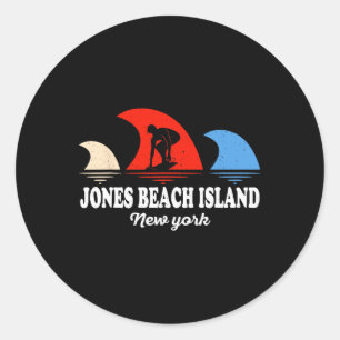 Retro New York Jones Beach Island Surfen Runder Aufkleber
