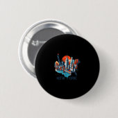 Retro New York Skyline Silhouette _1 Button (Vorne & Hinten)
