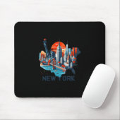 Retro New York Skyline Silhouette _1  Mousepad (Mit Mouse)