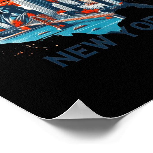 Retro New York Skyline Silhouette  Poster (Ecke)