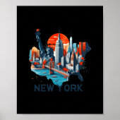 Retro New York Skyline Silhouette  Poster (Vorne)