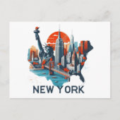 Retro New York Skyline Silhouette Postkarte (Vorderseite)
