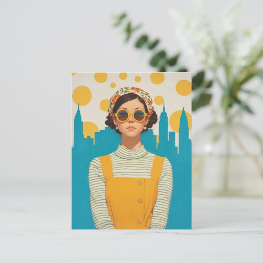 Retro New York Sunshine Postkarte (Stehend Vorderseite)