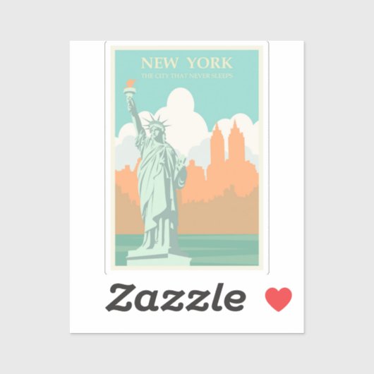 Retro New Yorker Freiheitsstatue Aufkleber (Blatt)