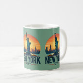 Retro New Yorker Skyline mit Freiheitsstatue Kaffeetasse (VorderseiteRechts)