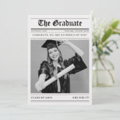 Retro Newspaper 2026 Graduation Photo Announcement (Stehend Vorderseite)