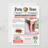 Retro Newspapier Geburtstagsparty Einladung (Vorderseite)