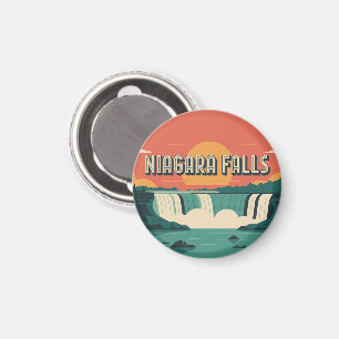 Retro-Niagara-Fälle-Sonnenuntergangs-Anhänger Magnet