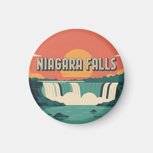 Retro Niagara Falls Sunset Keychain  Magnet (Vorne)