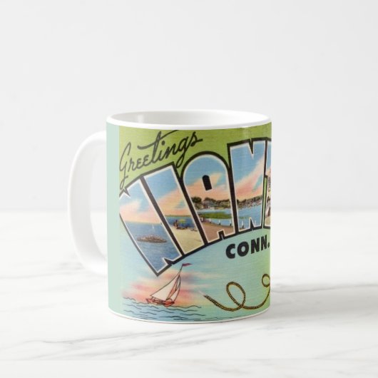 Retro Niantic Conn Postcard Tasse (Vorderseite Links)