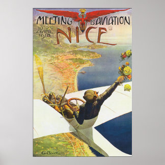 Retro Nice France von oben Poster