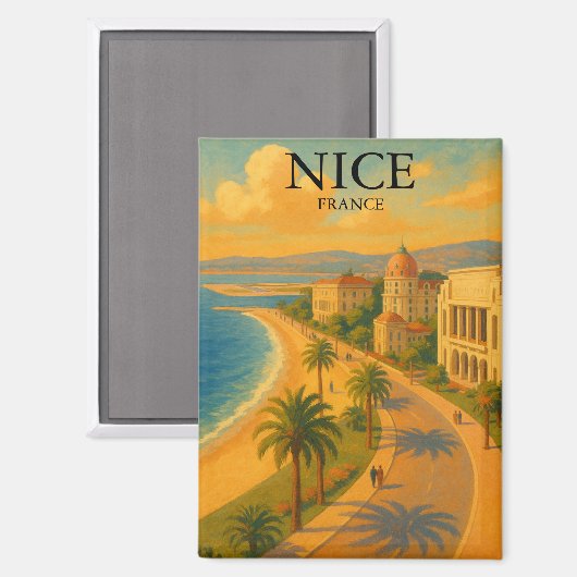 Retro Nice Frankreich Côte d'Azur Magnet (Vorderseite/Rückseite)