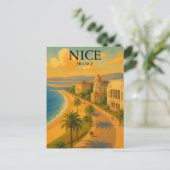 Retro Nice Frankreich Côte d'Azur Postkarte (Stehend Vorderseite)
